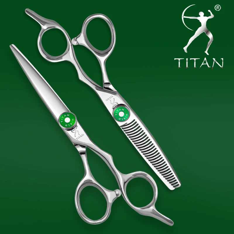 Tijeras de Peluquería TITAN, Herramientas Profesionales de Barbería, Tijeras de Corte y Entresacado, Tijeras para Cabello de 6 Pulgadas, Acero Japonés de Alta Gama CNC