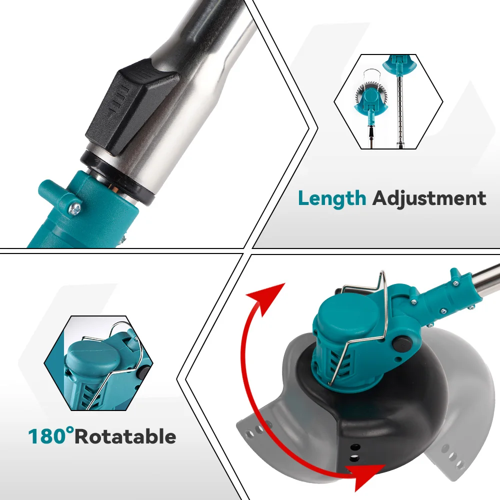 Cortadora de césped eléctrica inalámbrica YOFIDRA, recortadora de césped para jardín, cortadora de 100-135 cm de longitud, herramienta eléctrica para batería Makita de 21 V.