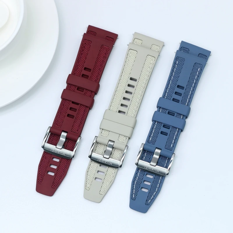 Correa de reloj original de 22 mm de nailon compuesto FKM para Huawei GT5, correa de reloj GT5 Pro, correa de cuero para muñeca GT5Pro, brazalete de titanio de 46 mm.