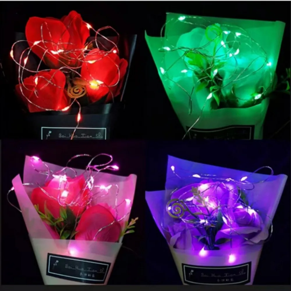 Guirnalda de luces LED con pilas, cable de cobre y plata, luces de hadas impermeables, decoración para fiestas, Navidad y bodas.