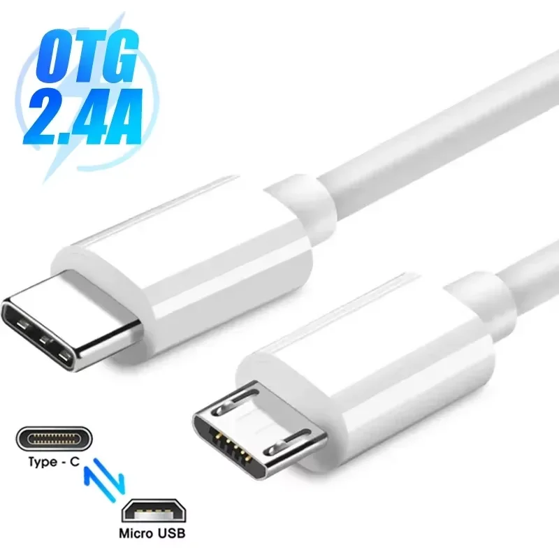 2.4A USB C a Micro USB Cable de datos de carga rápida tipo C macho a Micro USB macho adaptador de cargador rápido para Hwawei Samsung Xiaomi
