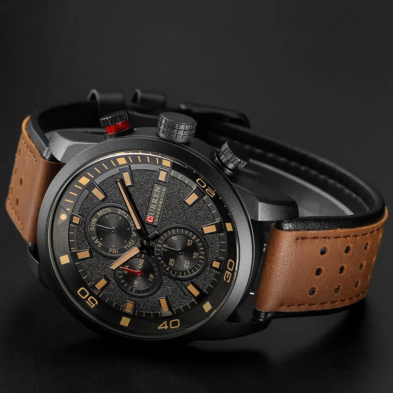 Reloj de Pulsera CURREN 8250 para Hombre, Casual, Impermeable, con Tres Agujas, Correa de Cuero Transpirable, Estilo Ejecutivo