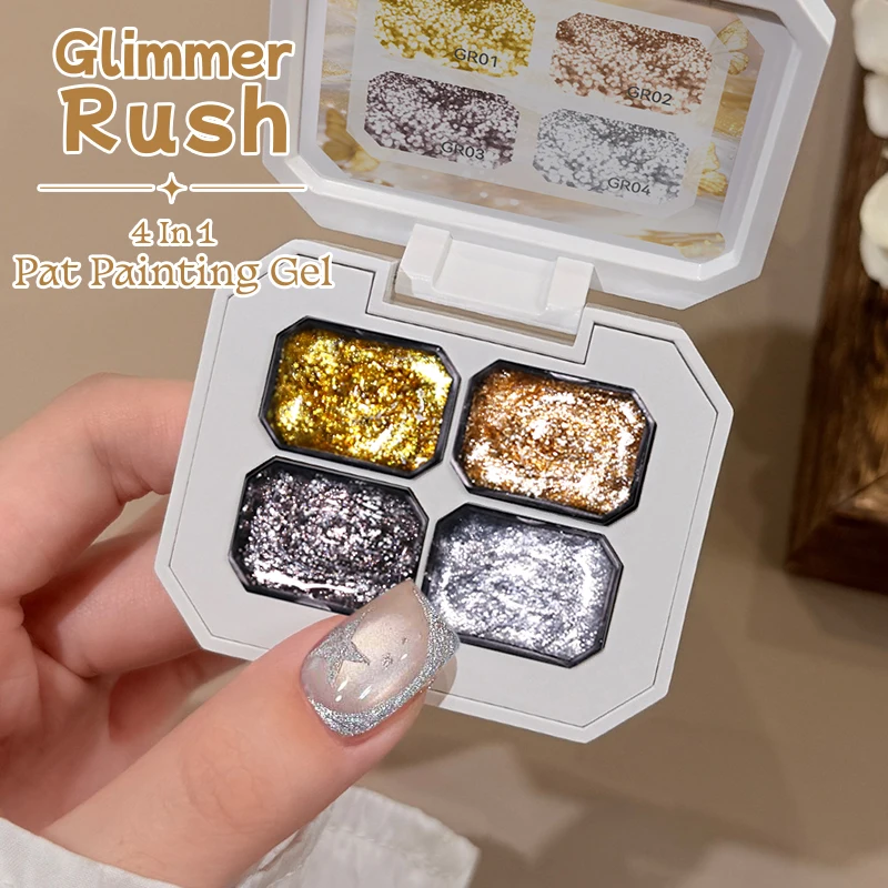 UR SUGAR Glimmer Pat Painting Gel Esmalte de Uñas Dorado Plateado para Uñas Francesas DIY Líneas Flores Pintadas Estampado Manicura Estampado de Uñas