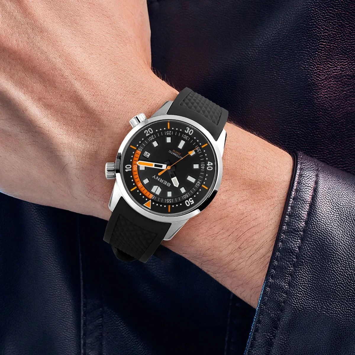 Relojes de buceo BERNY para hombre, reloj de buceo mecánico automático superluminoso resistente al agua hasta 200M, reloj de pulsera de buceo para natación de zafiro de 42mm