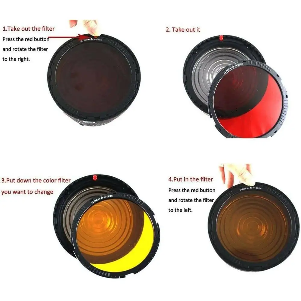 Nanguang-lente de enfoque NG 10X Fresnel para estudio de Flash LED, montaje Bowen para Flash y luz Led con filtro de 4 colores