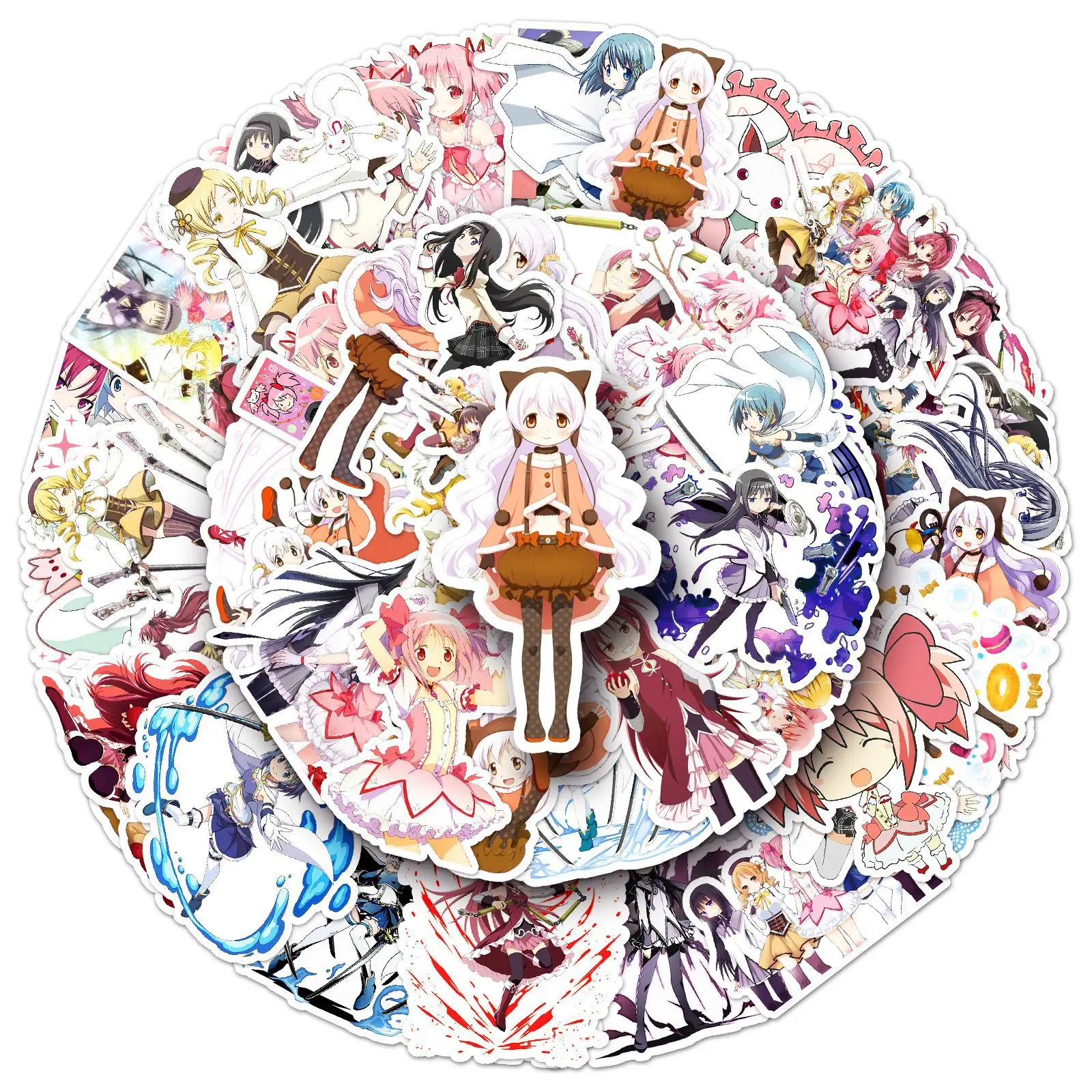 Pegatinas de Anime Puella Magi Madoka Magica, calcomanías de dibujos animados, bricolaje, equipaje de motocicleta, guitarra, monopatín, juguete divertido, 10, 30, 50 piezas
