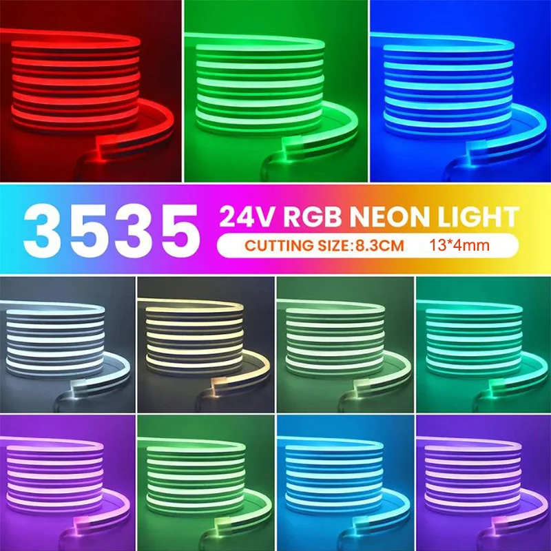 Luces LED de neón RGB DC24V, cambio de Color, sincronización de música, Control por aplicación, 10M, 20M, 30M, lámpara Flexible impermeable para decoración del hogar