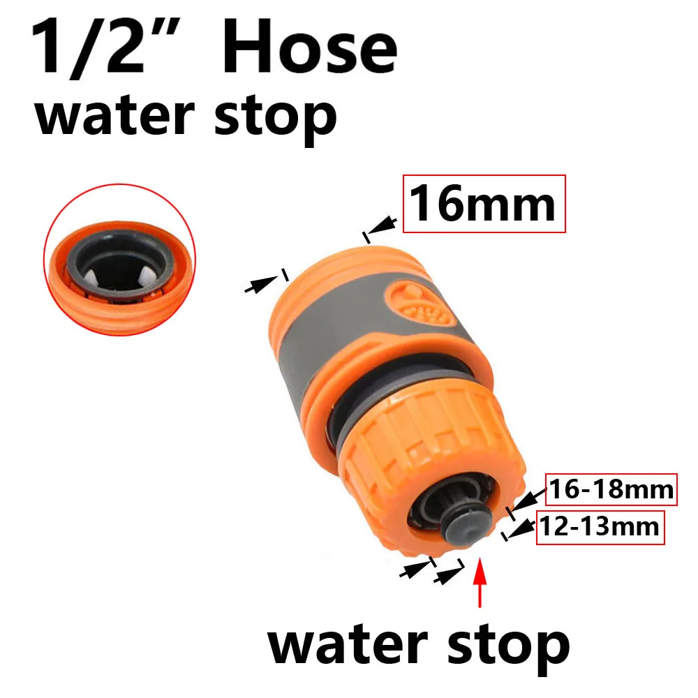 Conector de manguera de jardín de riego de 1/4 ", 1/2", 3/4", 1 ", grifo de jardín, acoplador de tetinas de 16mm, sistema de riego por goteo, accesorios de parada de agua
