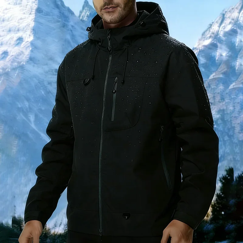 Nueva Chaqueta de Hombre para Exteriores, Impermeable, Cortavientos, Deportiva, para Escalada, Senderismo, con Múltiples Bolsillos, para Esquí, con Cremallera y Capucha