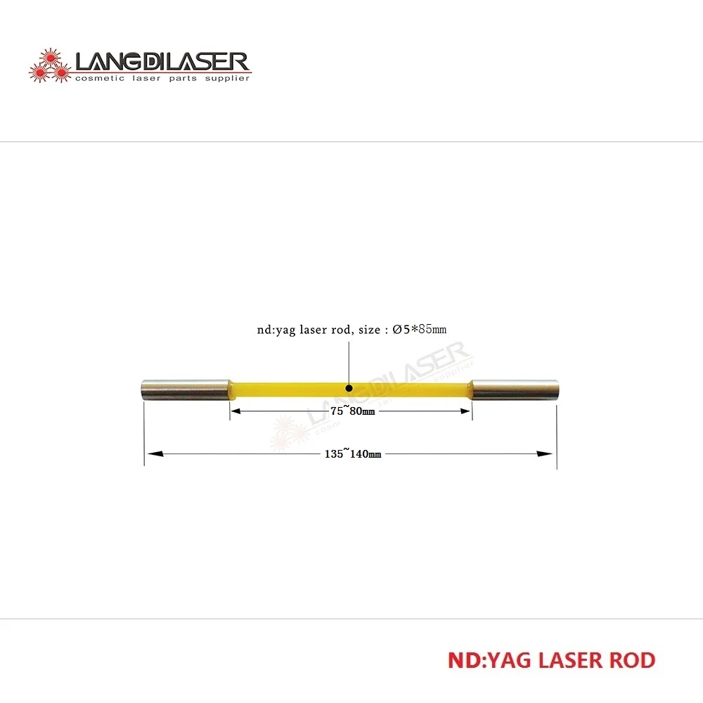 Varilla láser Nd:Ce:YAG con aro de acero inoxidable para pieza de mano de eliminación de tatuajes con láser Q-Switch
