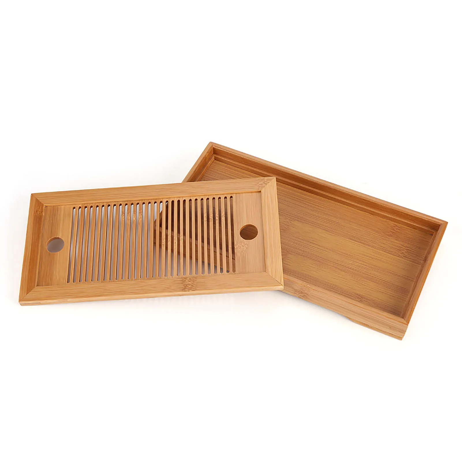 Bandeja de bambú para mesa de té, bandeja china de alta calidad de 25x14x3cm, tabla de té para el hogar, drenaje de agua, accesorios para mesa de servicio de té