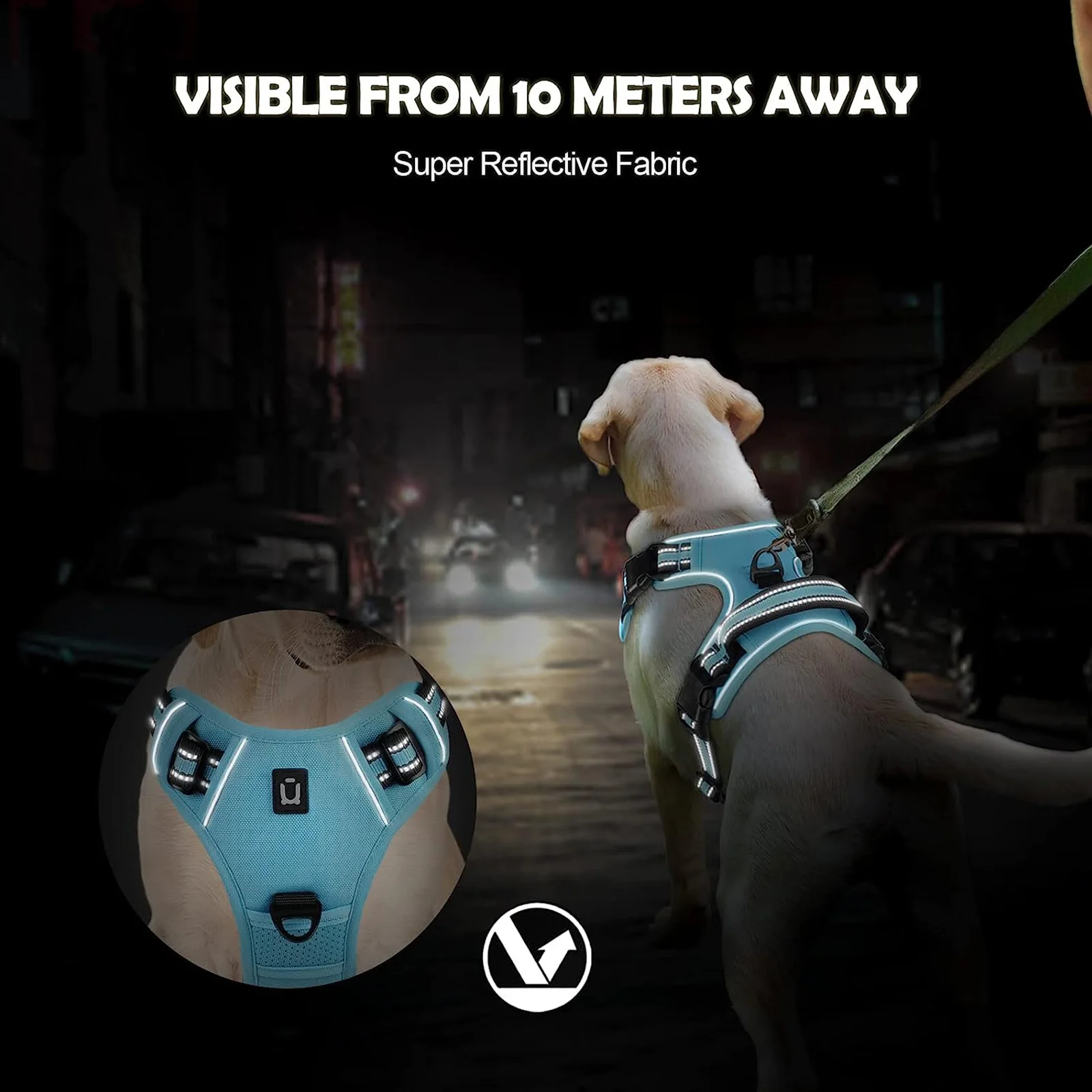 Arnés sin tirones para perro, chaleco acolchado suave ajustable para mascotas con mango de fácil Control
