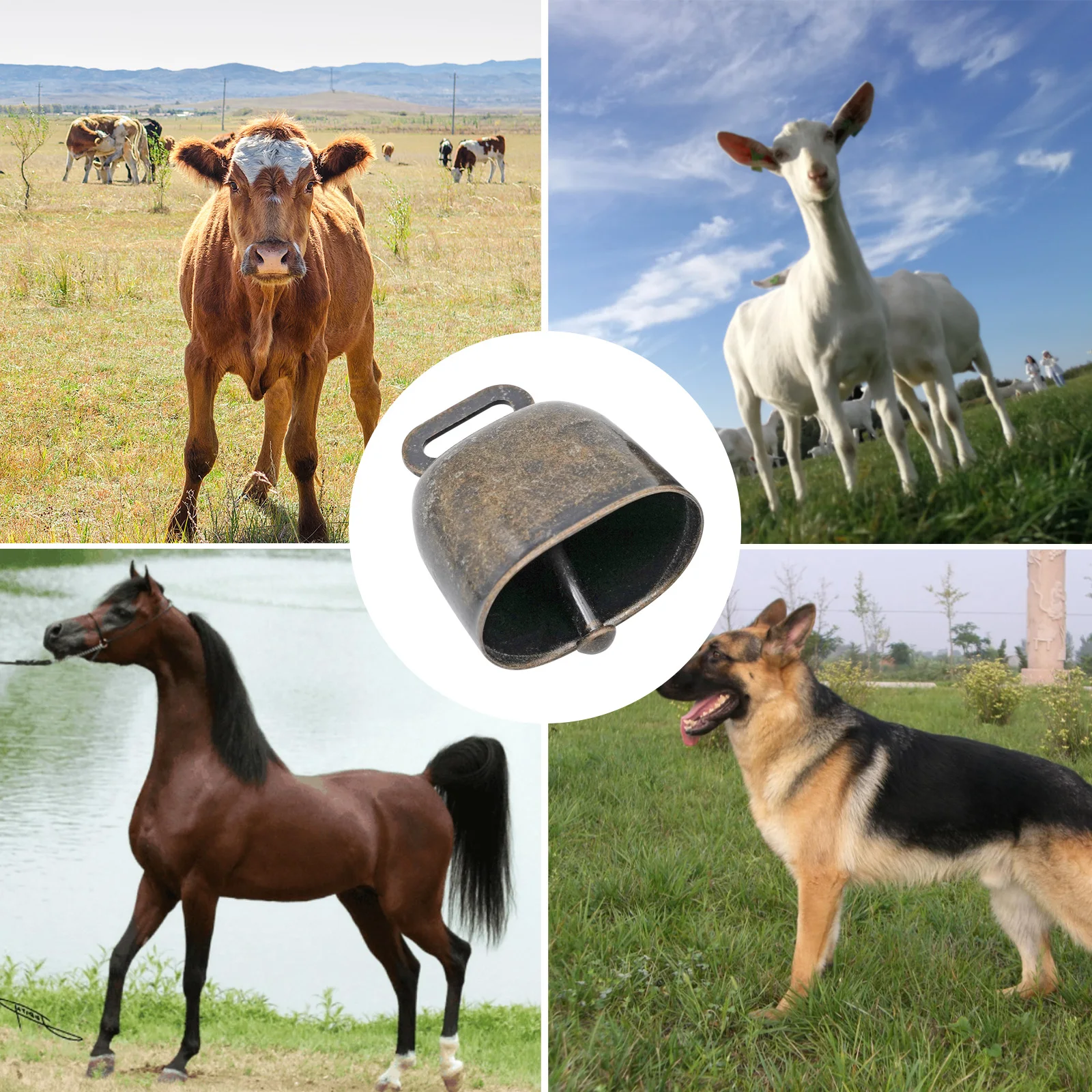 Campanas de cobre para gatos, perros, mascotas, decoración, campanas, perchas, campanas de hierro de Metal, fuerte, crujiente, más, vaca, caballo, ovejas, pastoreo