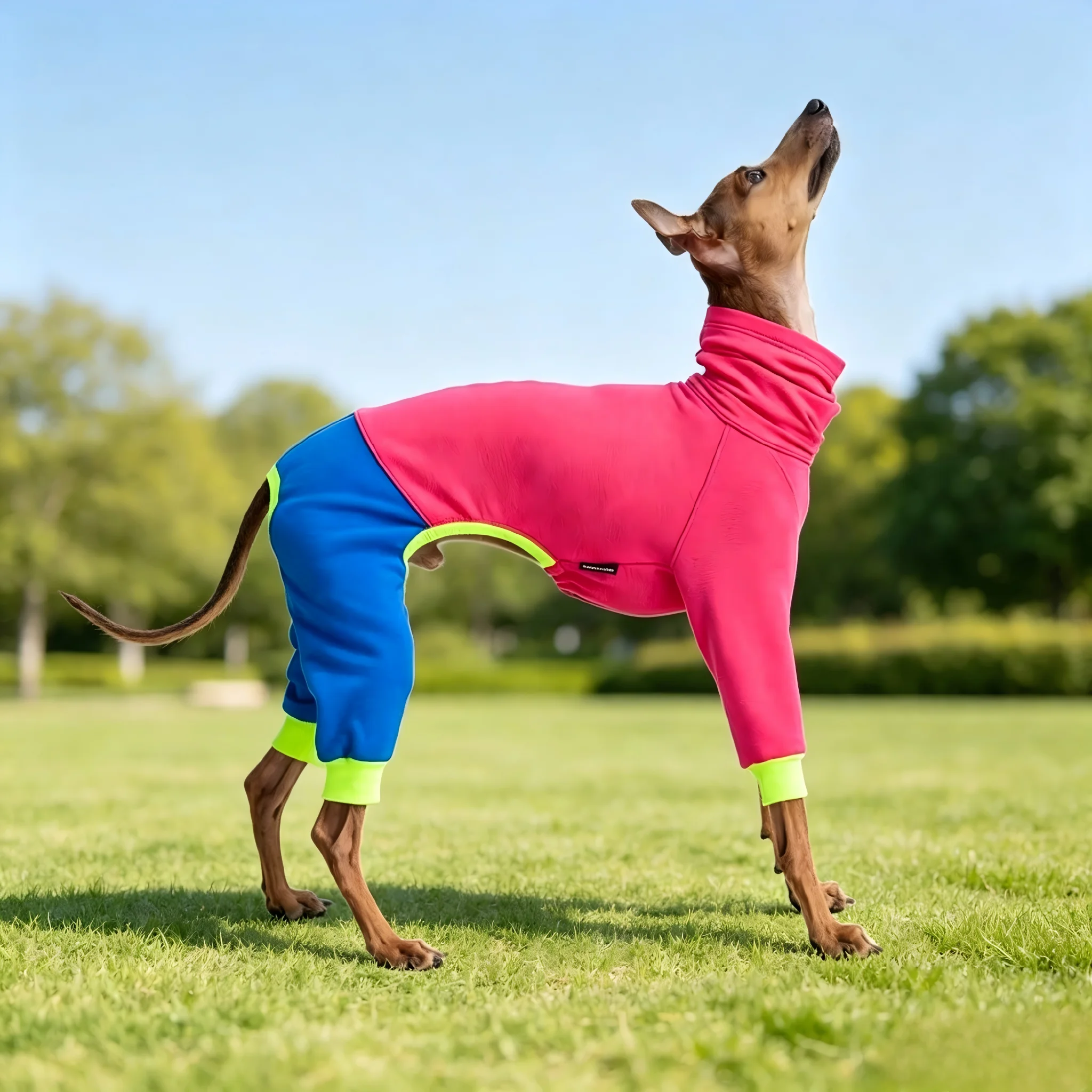Mono Polar de Cuello Alto para Galgo y Whippet, Pijama Elástico de Cuatro Patas, Ropa Térmica para Perros, Mameluco Suave de Cuerpo Entero