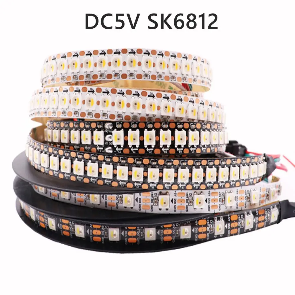DC5V SK6812 RGBW (Similar WS2812B) 4 en 1 30/60/144 Leds/Pixels/m Tira de luz LED direccionable individual 1-5M IP30/IP65/IP67