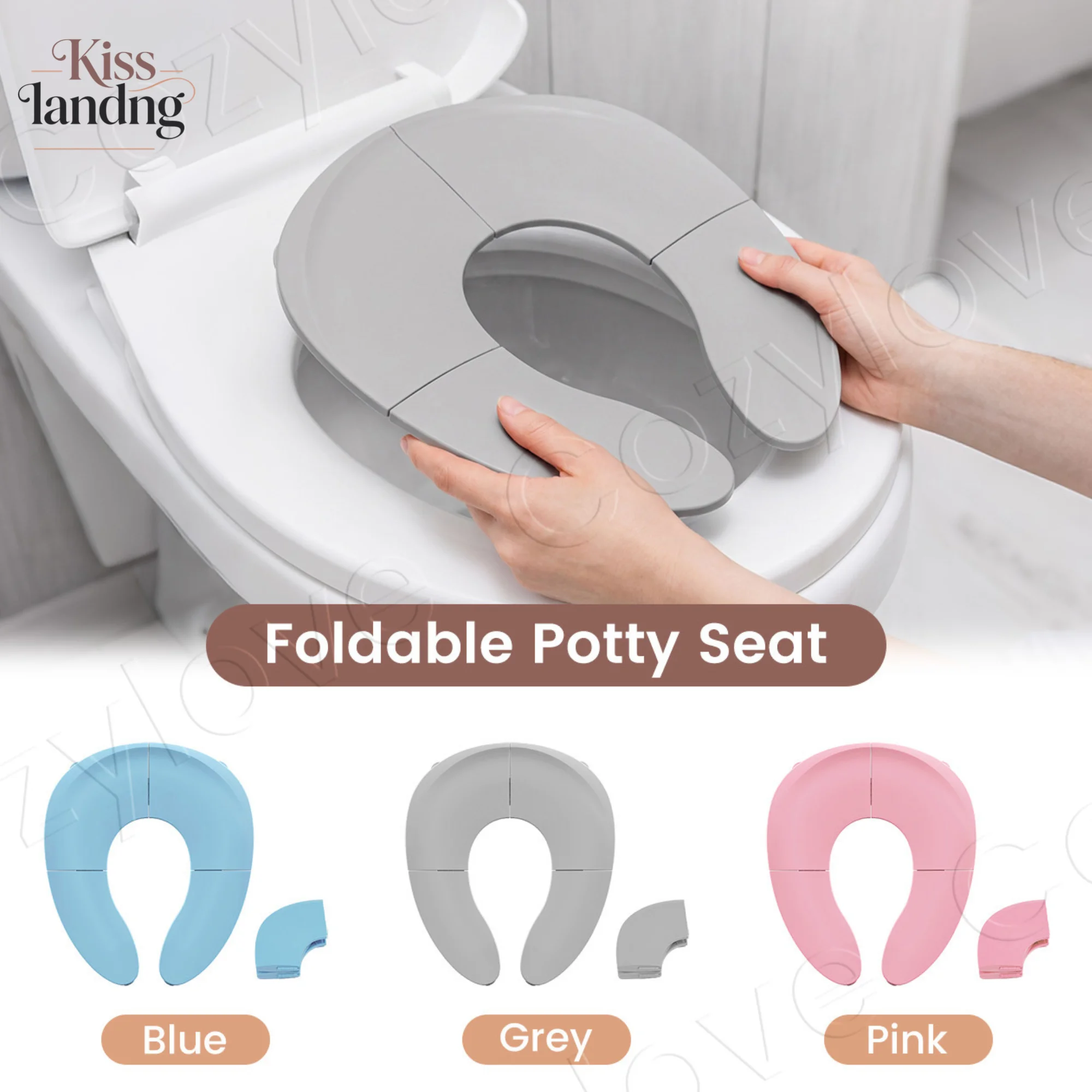 Asiento de Inodoro Plegable para Niños Pequeños, Asiento de Entrenamiento para Ir al Baño, Portátil y Antideslizante, Compatible con la Mayoría de los Inodoros Estándar, Disponible en 3 Colores