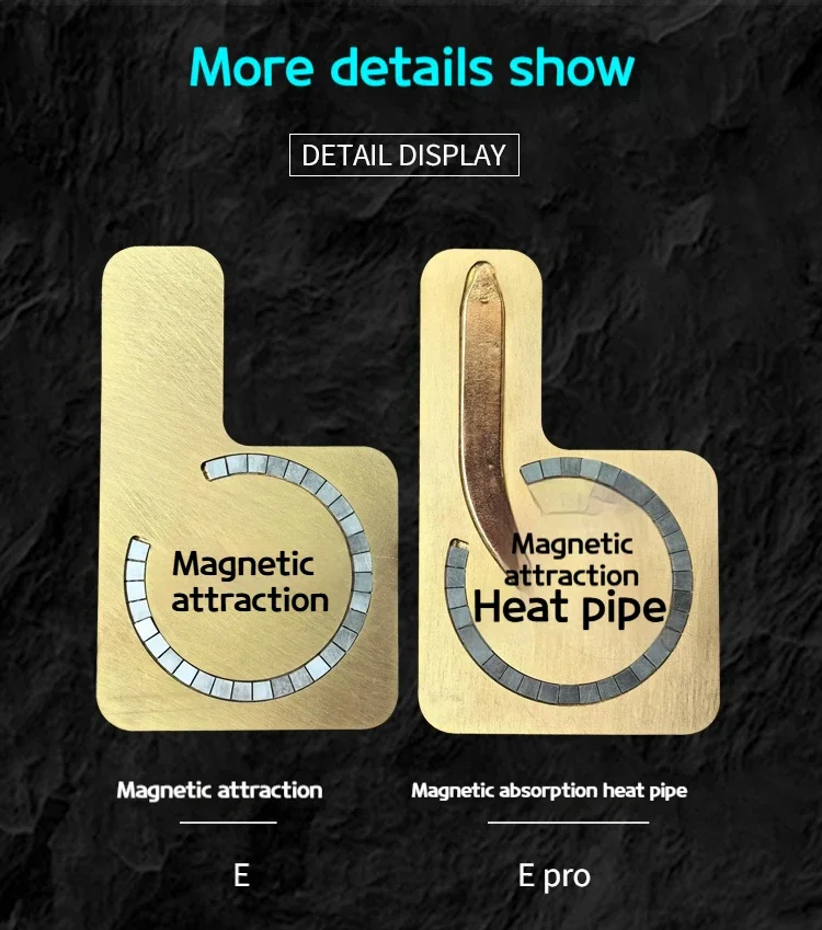 Placa de tubo de calor para enfriador de teléfono móvil, placa uniforme de disipación, aumenta el área de disipación de calor, hoja de aluminio con imán