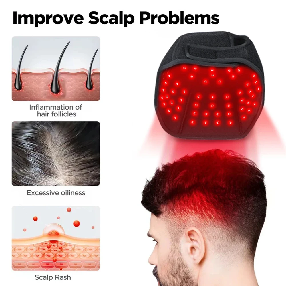 100 LED de 660nm y 850nm, Gorra de Terapia de Luz Roja e Infrarroja para el Crecimiento del Cabello