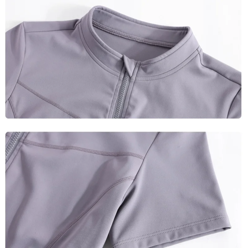 Camisetas de Yoga DRUR para mujer, camisetas deportivas de manga corta con cremallera, camiseta transpirable para Fitness, ropa de gimnasio para mujer, Top para correr, ropa de Yogawear 2025