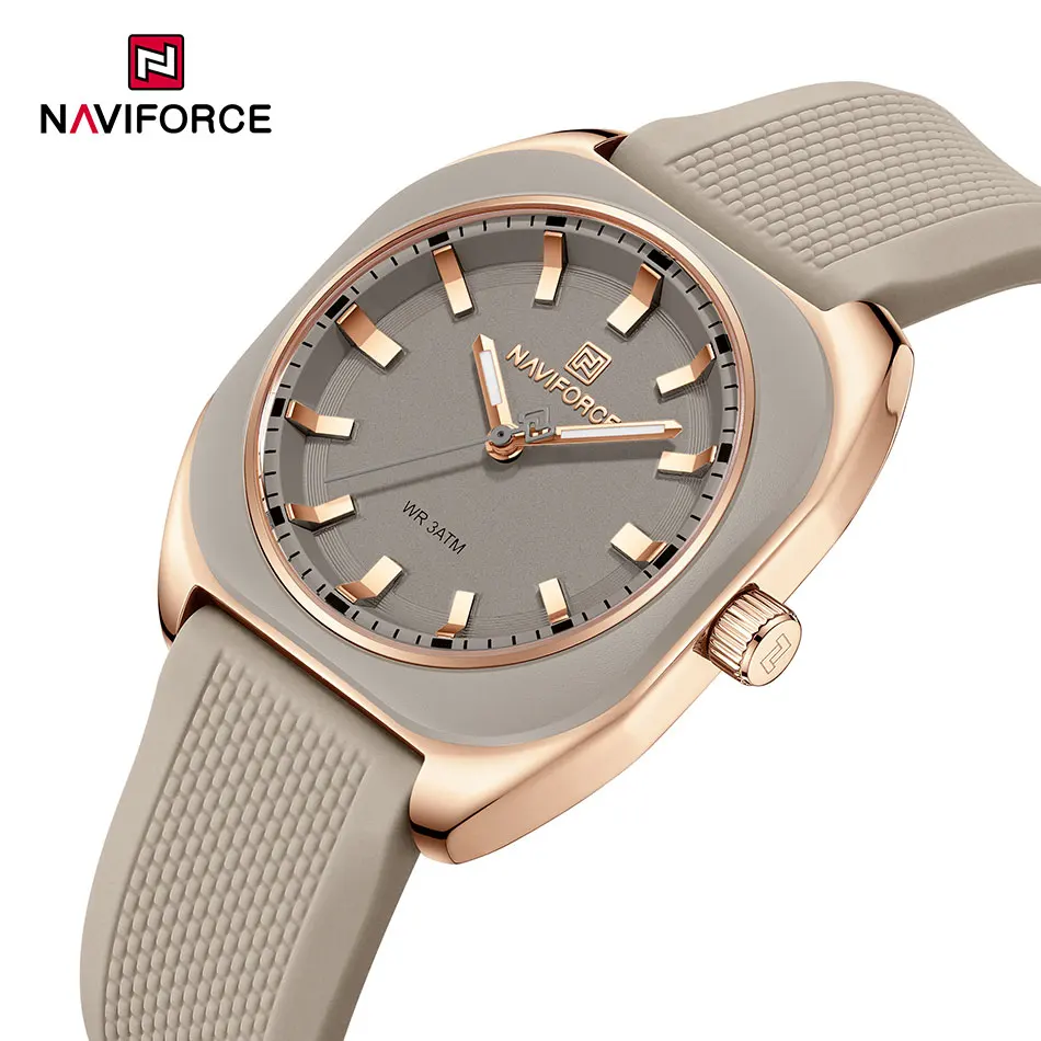 NAVIFORCE moda mujer Casual elegante Simple polígono cuarzo reloj de silicona regalo para mujer reloj de pulsera Casual reloj femenino