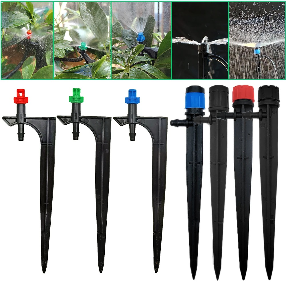WUJIE-aspersor de riego por goteo para jardín, boquilla de nebulización en estaca, Gotero para insertar en el suelo, manguera de 4/7mm para invernadero, 15 piezas