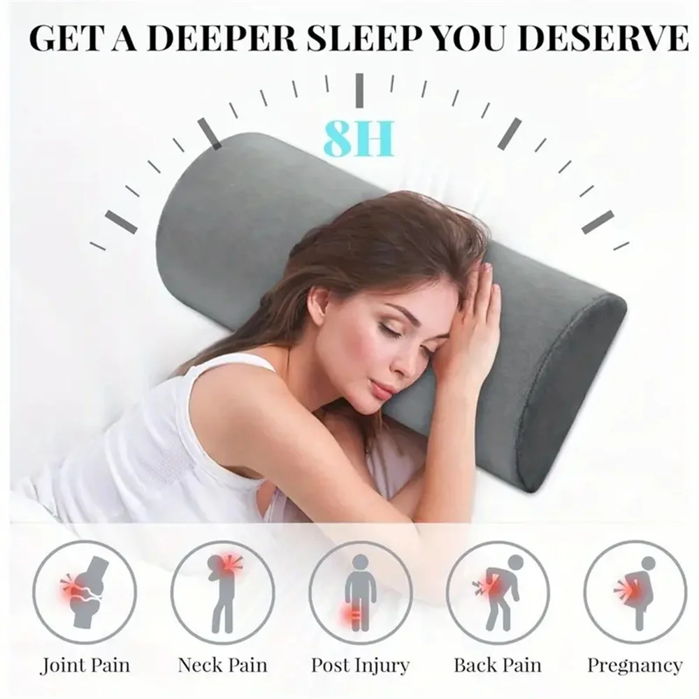 Reforzador de media luna, almohada semi-rollo para rodilla, soporte para tobillo y rodilla, elevación de espalda, alivio del cuello Lumbar, relleno de espuma viscoelástica de calidad para el dolor
