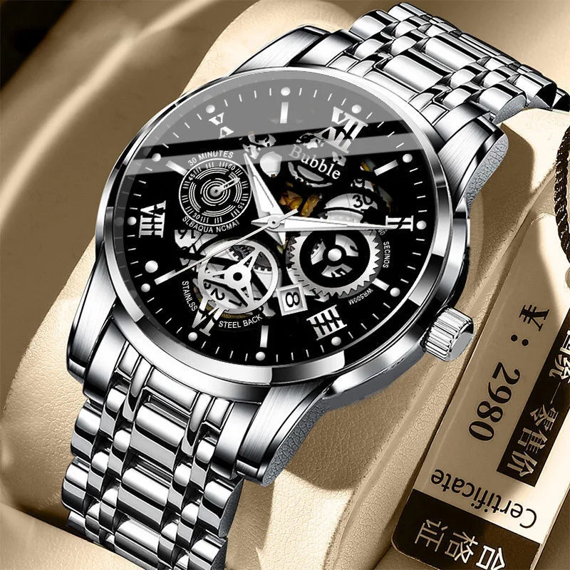 Reloj UTHAI para hombre, relojes de pulsera de cuarzo versátiles de alta gama, ligeros y de lujo, reloj romano hueco resistente al agua para hombre
