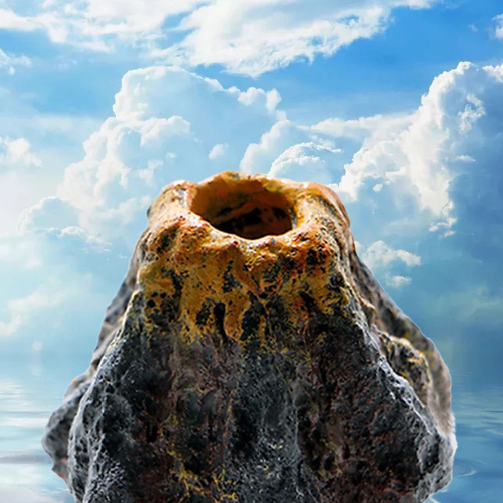 Acuario volcán burbuja piedra pecera decoración volcán paisaje rocalla puede instalar bomba de oxígeno adorno artesanal para el hogar