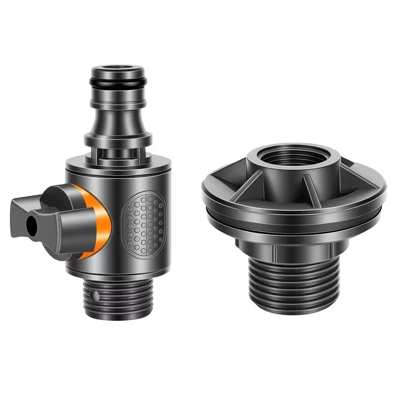 2 adaptadores de PVC/IBC para barriles de agua de 1/2" con válvula, conector para la recolección de agua de lluvia para almacenamiento de agua de riego.