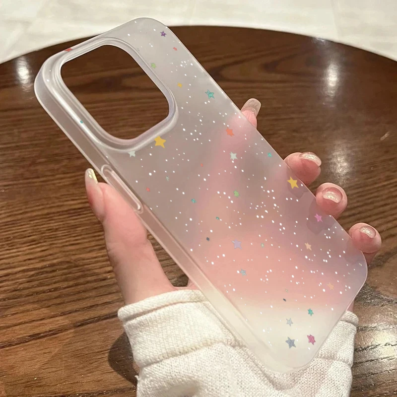 Funda Minimalista Transparente Esmerilada de TPU con Diseño de Estrella para iPhone 18 17 16 15 14 13 12 11 Pro Max XS X XR 7 8 Plus, Cubierta Suave Transparente