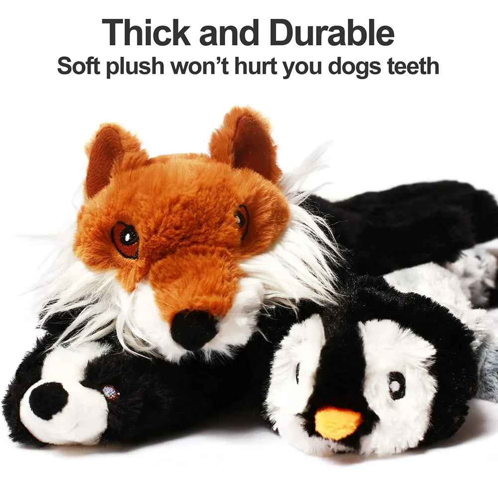 Animal simulado divertido, juguete para perros sin relleno con chirridos, juguete para masticar de perro chirriante de peluche duradero, juguete para chirrido para mascotas arrugado