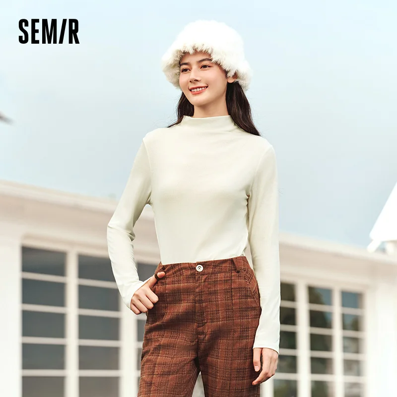 Camiseta Térmica Antibacteriana de Cuello Alto Semir para Mujer, Ajustada, de Manga Larga, Color Sólido, para Uso Diario, Modelo 2026