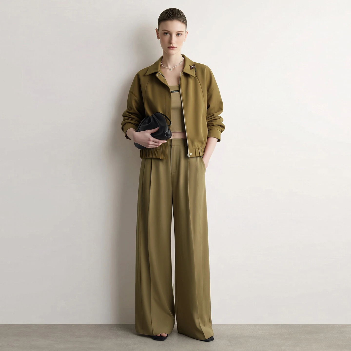 Pantalones Anchos Amii para Mujer, Otoño 2026, Nuevos Pantalones Casuales Plisados y Transpirables, Holgados y Versátiles, Ropa para Mujeres de Mediana Edad 12623019