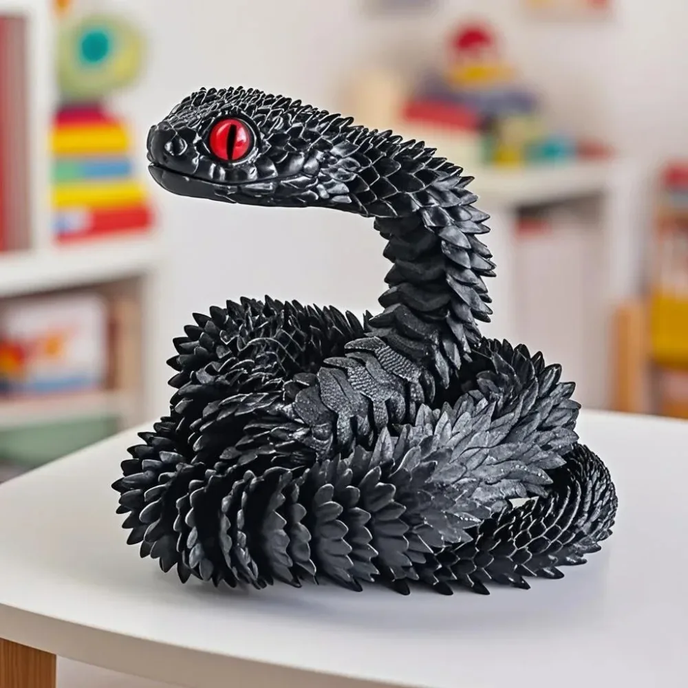 Serpiente Impresa en 3D, Multiarticulada, Giratoria, Estereoscópica, Adorno de Escritorio para Oficina, Decoración del Hogar, Modelo Animal, Figura Decorativa para Coche