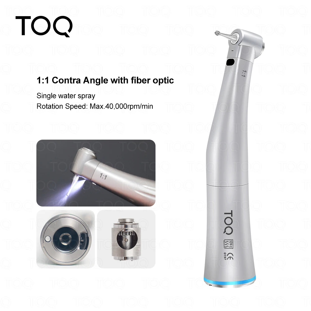 Micromotor Eléctrico Dental sin Escobillas con LED, Compatible con Contraángulo de Fibra Óptica Tipo E 1:1/1:5, Herramientas Dentales