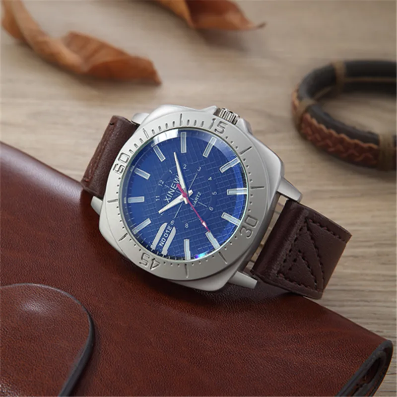 XINEW-reloj de cuarzo deportivo para hombre, cronógrafo de marca, a la moda, con correa de cuero, sencillo, Barato, 2024