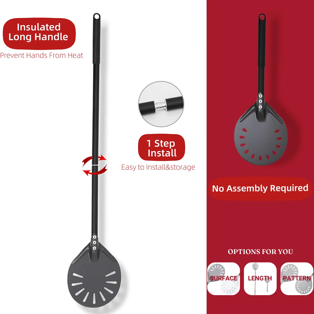 6 y 12 13 14 pulgadas de aluminio Pizza cáscara pan paleta horno de Pizza pelado duro anodizado Pizza hornear herramienta de cocina espátula