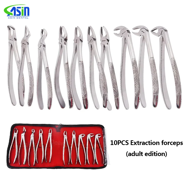 DEAISN 10 unids/set pinzas de extracción de dientes para adultos instrumento de extracción quirúrgica Dental