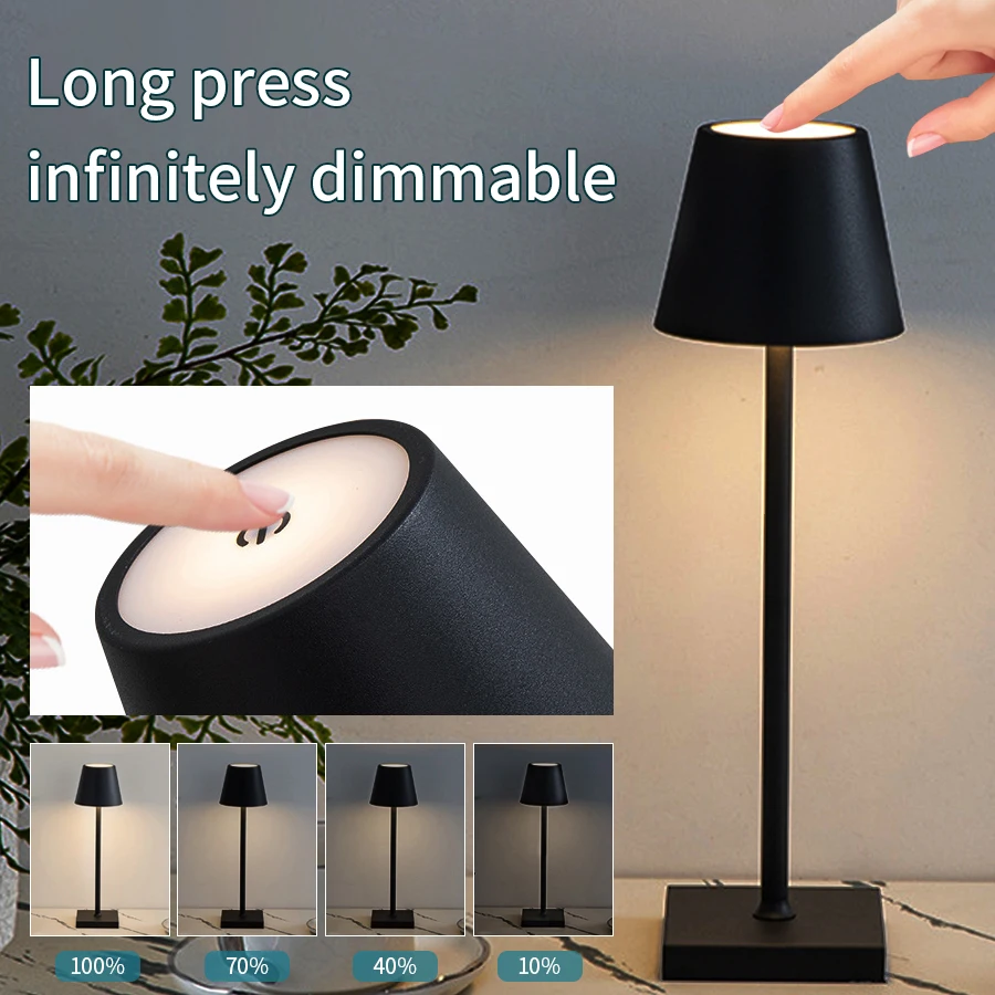 Lámpara de mesa LED recargable, Interruptor táctil, 3 niveles, luces de escritorio regulables, Bar, Club, cena, iluminación ambiental decorativa creativa