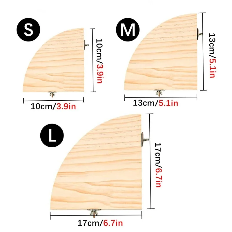 Soporte de percha de madera para loros y pájaros, plataforma rectangular en forma de abanico, tablero de soporte para periquitos, hámster, gerbil, jaula para ratas, suministros de jaula para pájaros