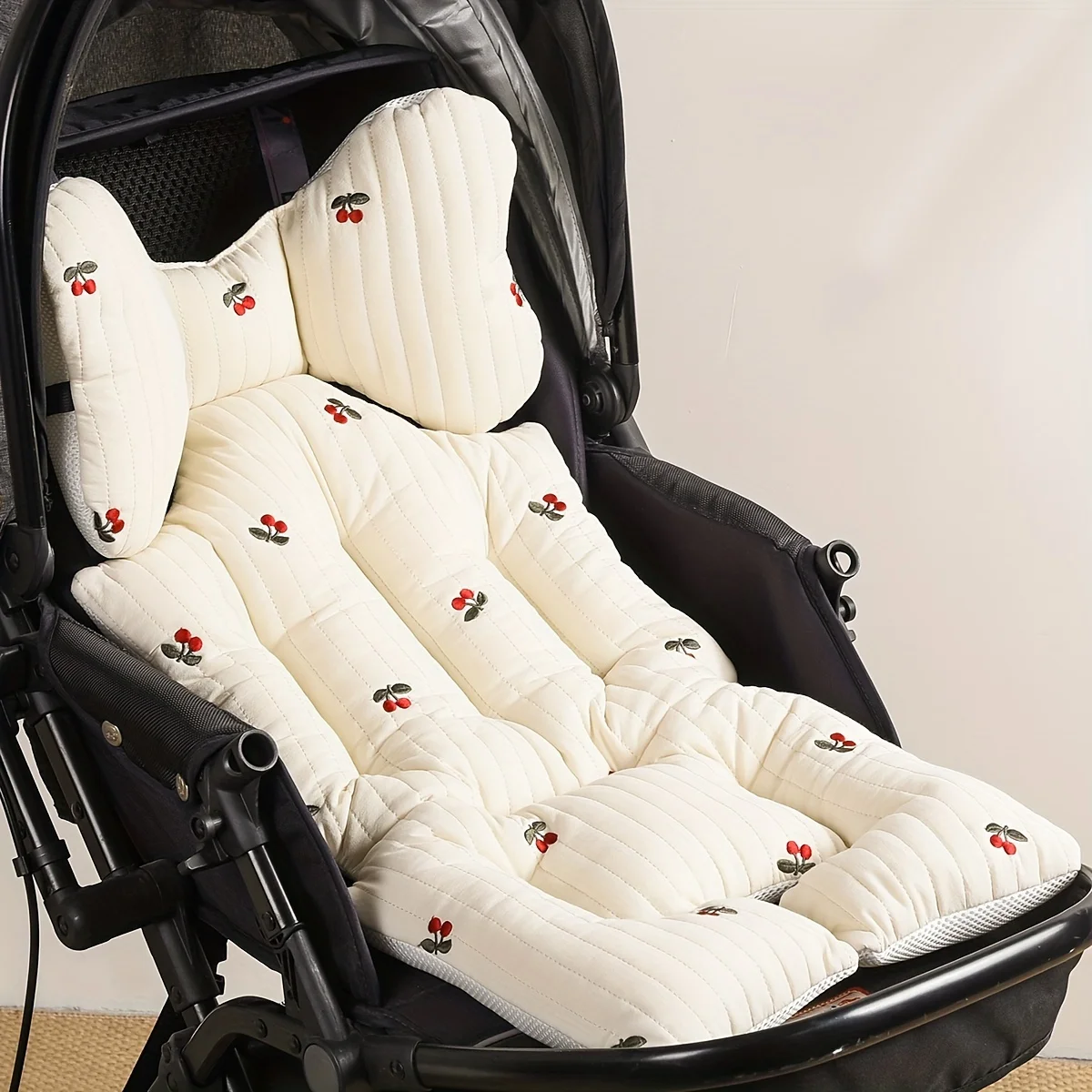 Cojín grueso para asiento de cochecito de bebé, alfombrilla con forro para coche, colchón de carrito transpirable de algodón, accesorios para cochecito de bebé recién nacido