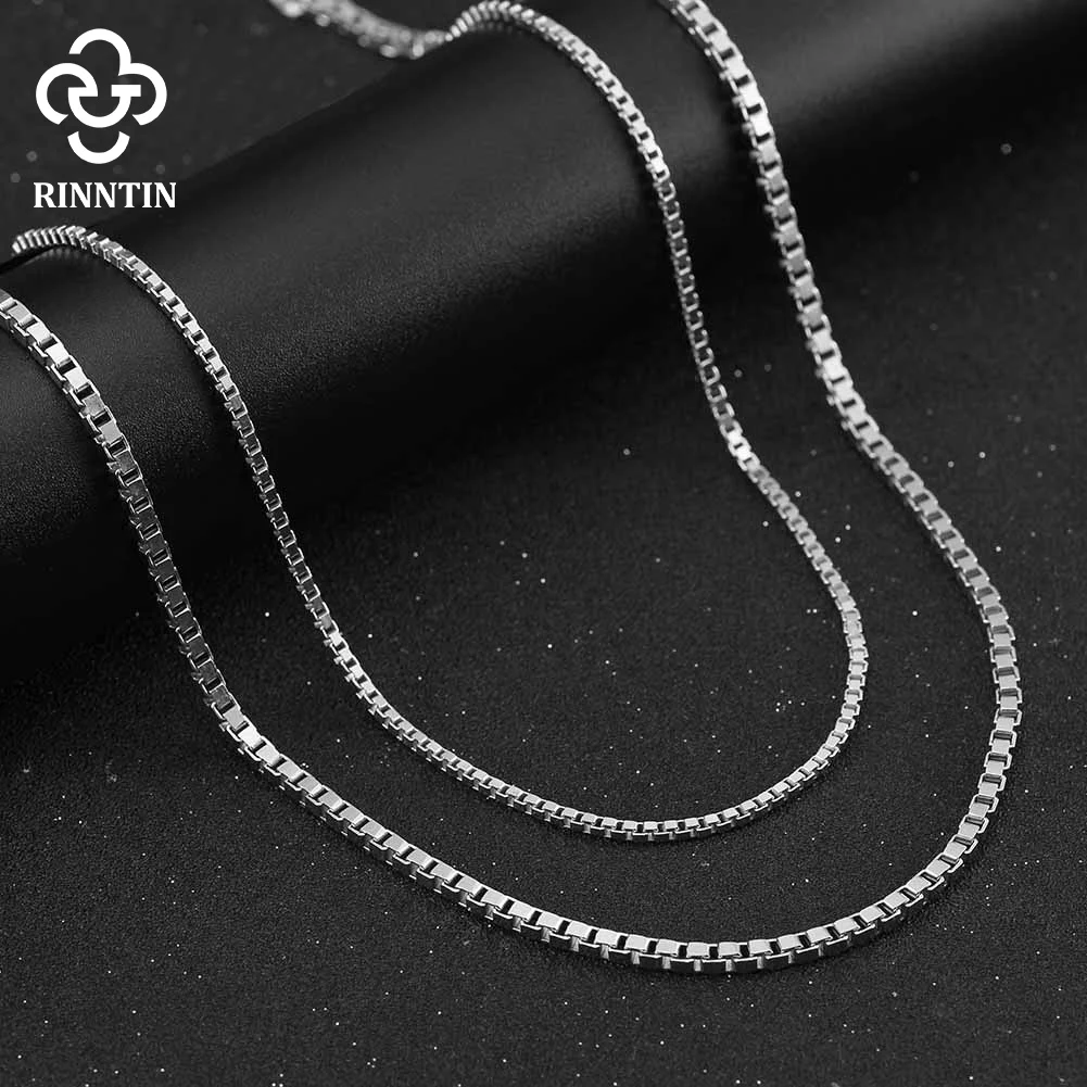 Rinntin-collar de cadena Mariner plano para hombre y mujer, de Plata de Ley 925 italiana, 2,6/3,7/5,0mm, joyería de cadena para el cuello SC78