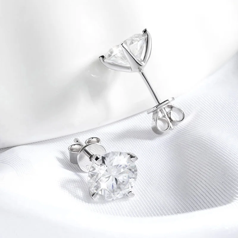 Smyoue cada uno 0,2-2CT pendientes de moissanita certificados para mujer 4 garras brillantes joyería para fiesta y boda plata esterlina S925