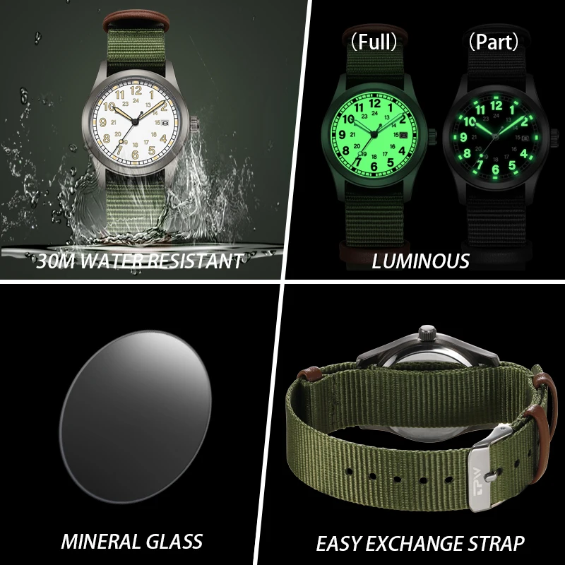 Reloj de Pulsera para Mujer TPW 2026, Caja de 34 mm, Correa de Tela de Fácil Lectura, Pantalla de 24 Horas, Función de Día, Movimiento de Cuarzo, Luminoso