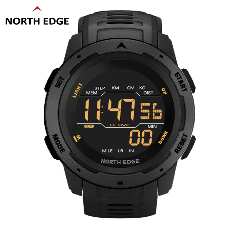 Reloj Digital NORTH EDGE para hombre y mujer, reloj deportivo con doble horario, podómetro para correr, cuenta atrás, resistente al agua, 50m, alarma, reloj militar