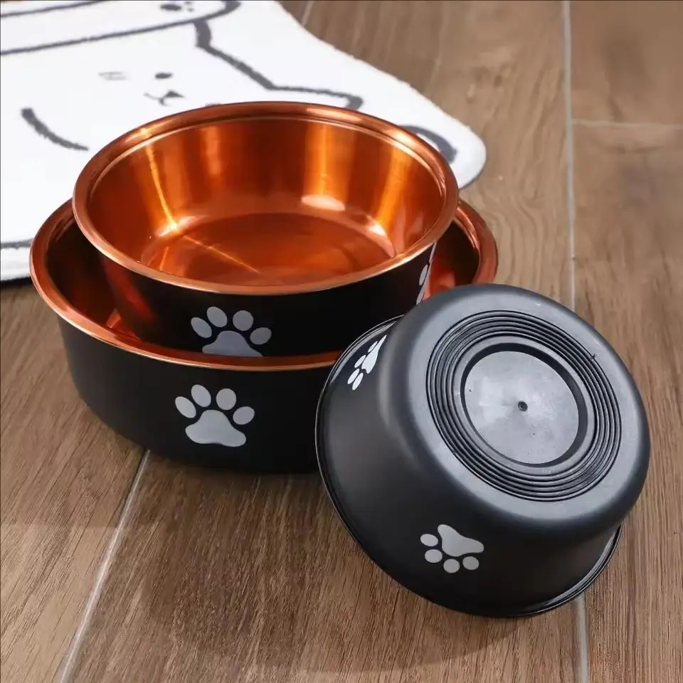 Cuenco de acero inoxidable para perros, cuencos de alimentación duraderos antideslizantes para perros pequeños y medianos, toallita para gatos, producto para mascotas