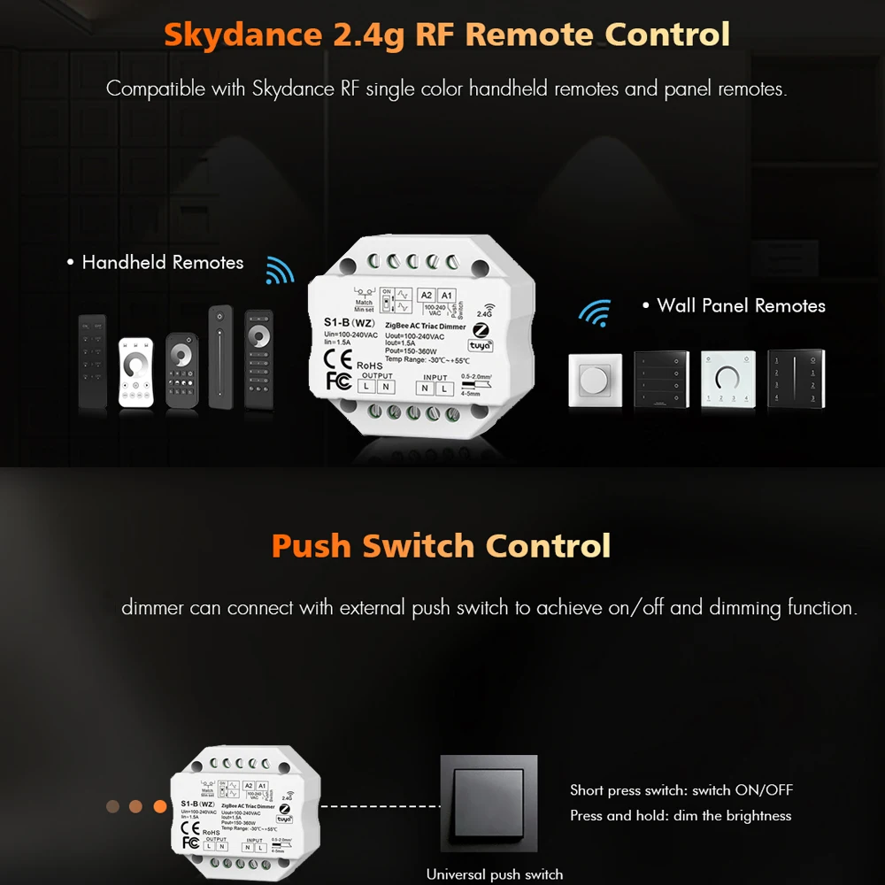 Controlador Zigbee Tuya Smart Life, Módulo de Interruptor de Luz LED Triac AC, 220V 110V 230V, Compatible con Alexa, Google Home, Yandex