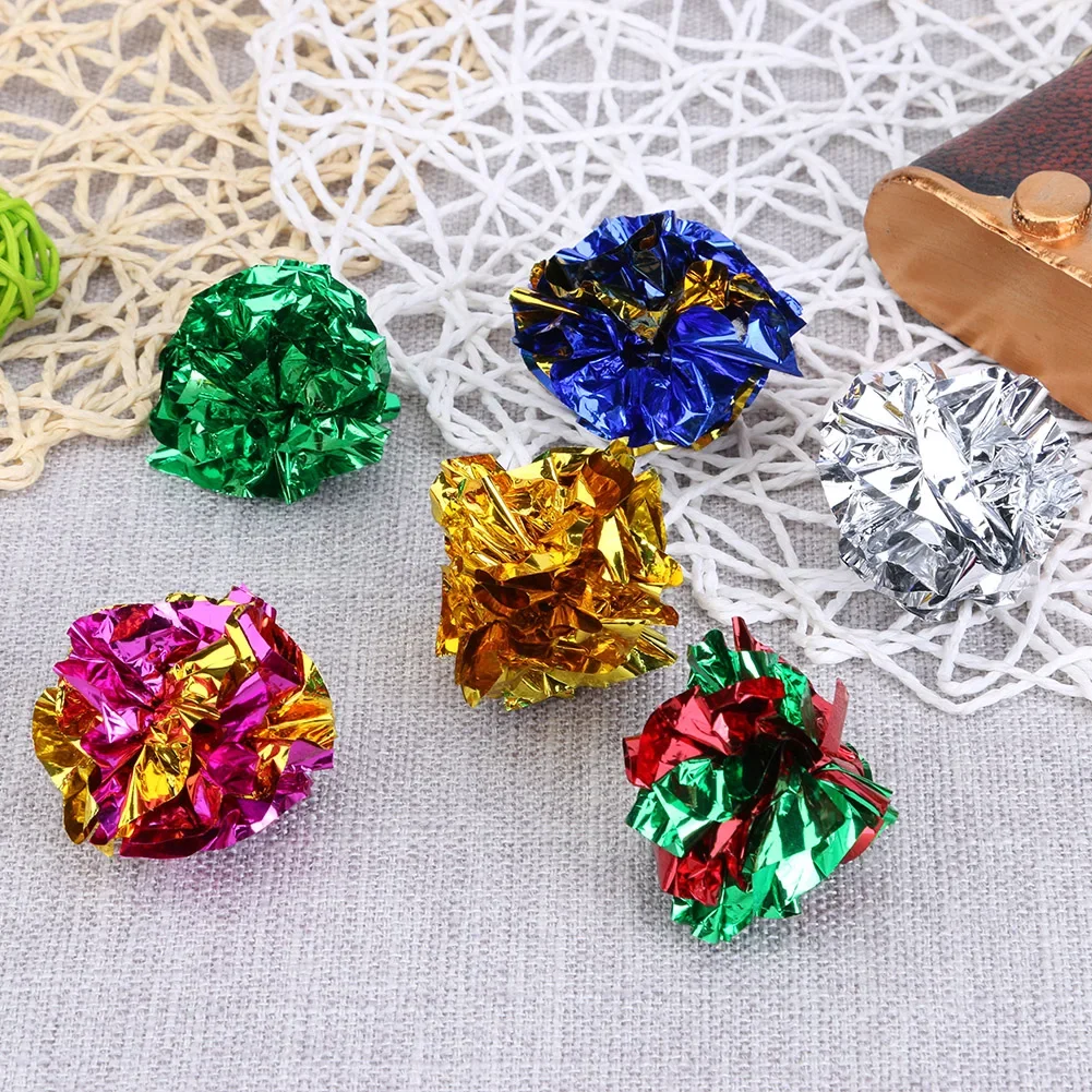 Paquete de 24/12 bolas arrugadas coloridas, juguete de papel de estaño con sonido para gatos, durabilidad, muñecas de vocalización, juguetes interactivos para morder y chirrido