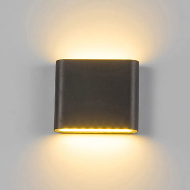 Lámpara de pared LED de 6W y 12W, iluminación de jardín impermeable para exteriores, AC86-265V de aluminio, luz de pared para interiores, dormitorio, sala de estar y escaleras