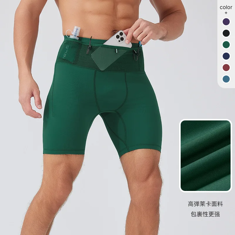 Pantalones Cortos Deportivos para Hombre, Ropa de Fitness, Pantalones Cortos de Compresión para Gimnasio, Pantalones Deportivos con Múltiples Bolsillos para Hombre, Ropa Deportiva, Pantalones Deportivos para Crossfit